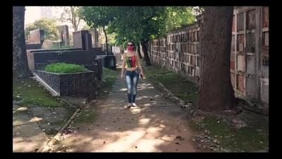 Busty Doll walks with No Bra and films herself in Public