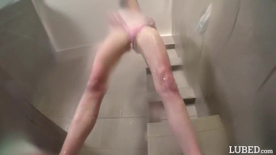 Pale brunette enjoys fuck in the shower