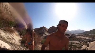 Outdoor fuck with lovers of public sex in California mountains