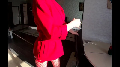 Russian business lady gets analyzed by a fat tool during a private meeting with her client