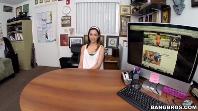Petite slim teen is really good during casting on a manager's desk pov