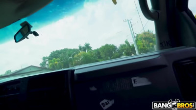 Sporty chick Tommy Diamond gets an intense workout ride on stranger's cock