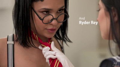 Sailor Moon Alex Coal gives power to her bestie Hermione Ryder Ray for classy FFM Threesome with nerd