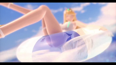 Hot 3d babes Pyra & Mythra Squirting like Waterfall on Island Resort