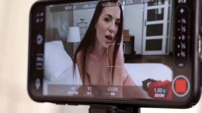 Fragile angel finds erotic time with a energized man on a romantic bed