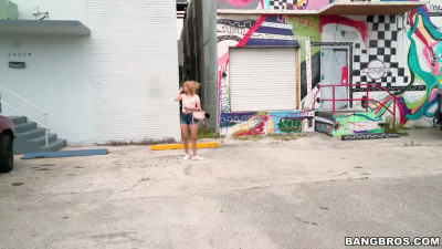 Picked-up blonde does a great blowjob in the bang bus