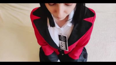 Schoolgirl star Jabami Yumeko plays with a dick for anal orgasm