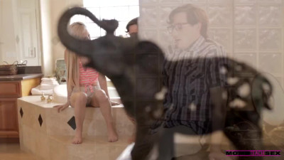 The very first sex for nerdy classmate of skinny Skylar Green sharing his cock with stepmom Licious Gia
