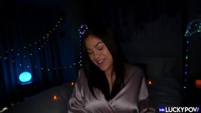 POV hot blowjob for the pretty Asian girl