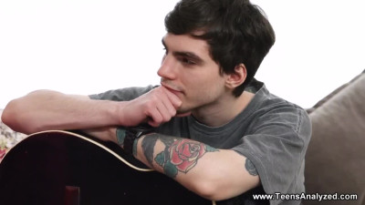 Teen skinny babe spreads legs wide for music tutor