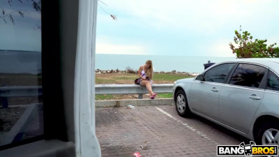Busty blonde teen is picked up and licked by a stranger in the car