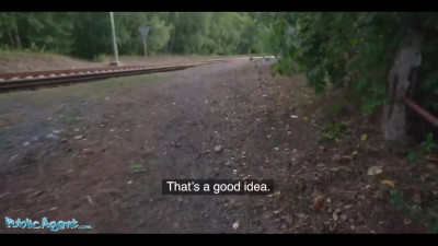 European teen agrees to fuck with a stranger on a train station for cash