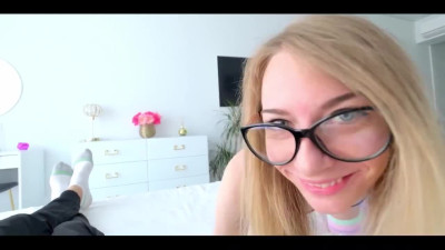 Cutie in Glasses gets Facial after Anal Sex in Cowgirl Position