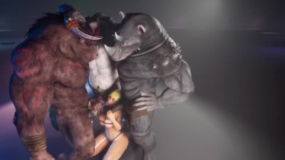 Cartoon Slut handles with Monster Dicks in DP groupsex