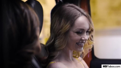 Blonde teen Invites Asian BFF to join Threesome with Stepbro