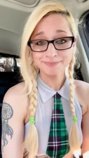 Broadcast form hot zone - horny pussy of fishnet school girl self-pleasuring in car