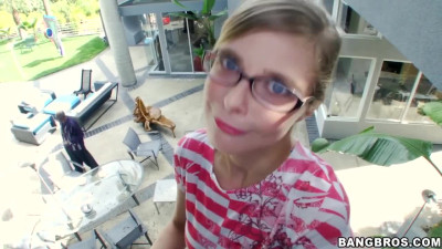 Nerdy teen blows BBC and screams from orgasm
