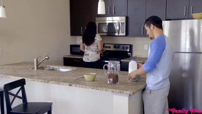 Macho stepdad owns stepdaughter's pussy almost in front of his wife