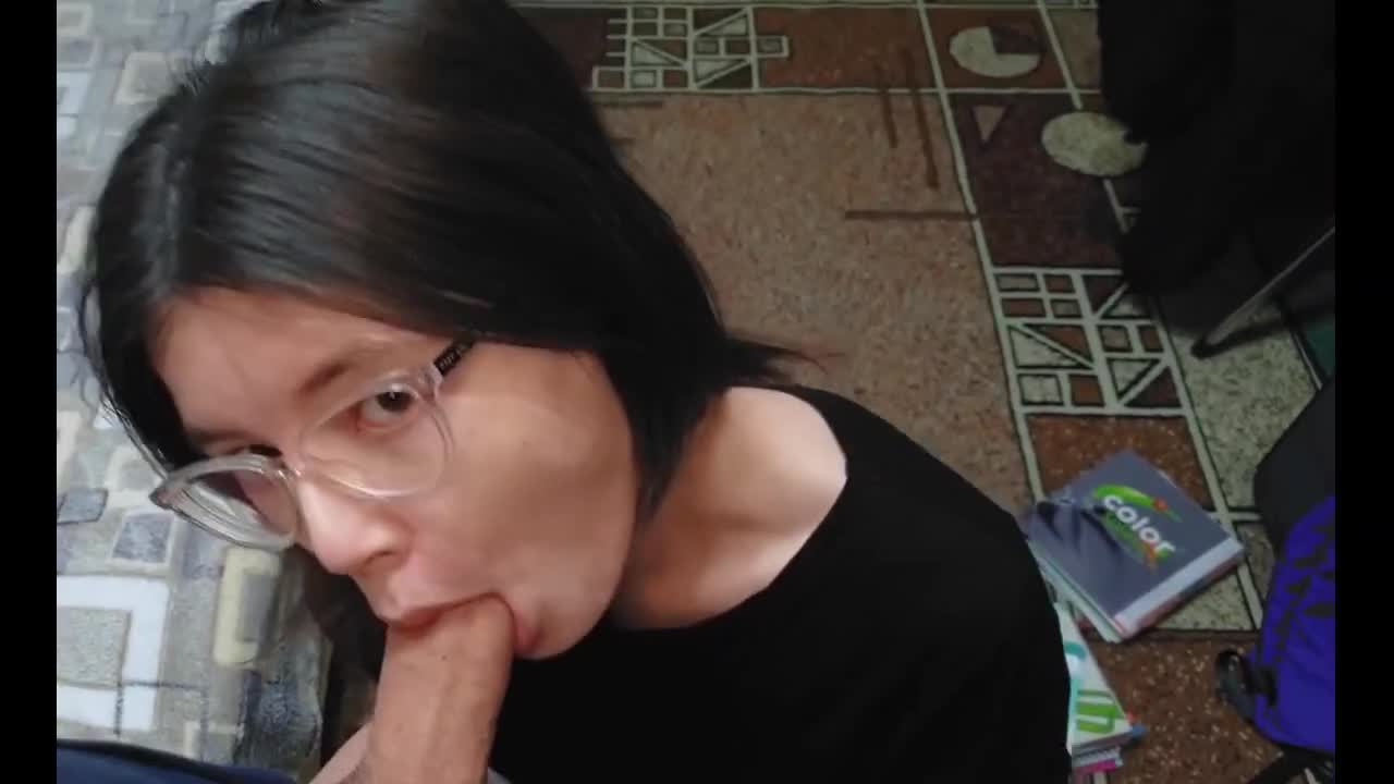 Watch Shy Asian stepsister in glasses does slobber blowjob for brothers huge cock Full. Duration: 20:21 | ePornBabe.