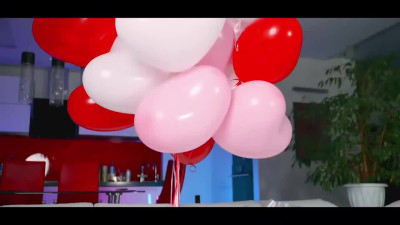 Amazing lesbian sex with toys on Valentine's Day