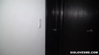 Blonde stepsister agrees to ride brother's cock for cash