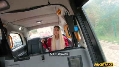 Russian blonde takes a ride in the fake taxi