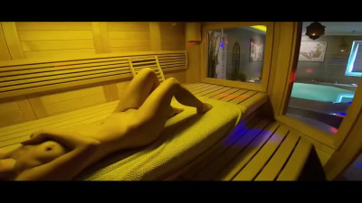 Amateur doll w Big Booty sucks hard cock and fucks in Sauna