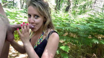 Sensual blowjob in the woods