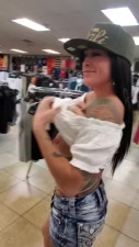 Dirty inked bitch masturbates in public