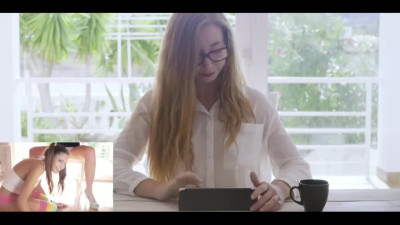 Bff stimulated my clit while I was giving a report - Lesbian
