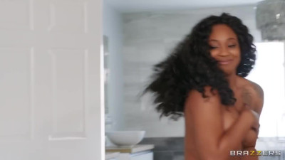Energized ebony is full with a muscle cock on a romantic bed