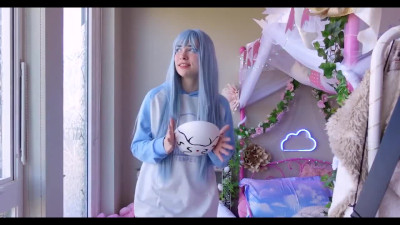 Cosplay on Rimuru playing with dildo on camera