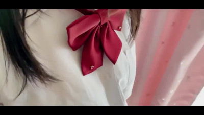 Japanese schoolgirl allows to play with her big nipples