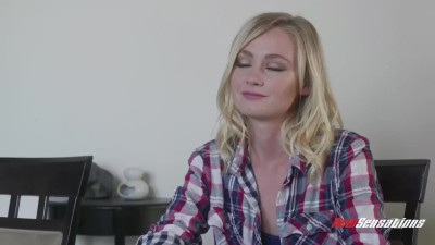 Blonde teen Kenzie Kai shows her pearl and fucks hard with Stepdad