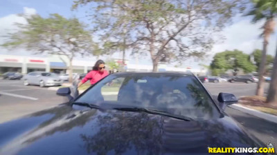 Busty Latina milf Luna Star lands on a driver's cock right around the trees