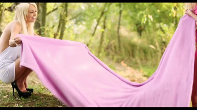 Two perfect blondes having picnic that turned into hot lesbian sex