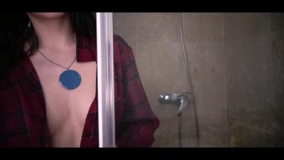 Horny girl fuck herself with dildo in shower
