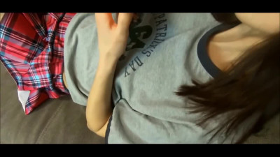 Slim beauty pounded in amateur POV till cumshot on her belly