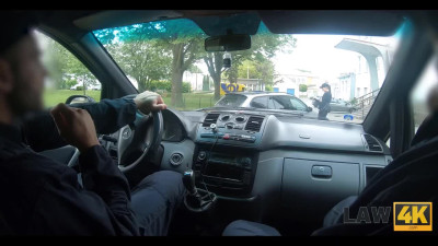 Fake Cop caught brunette slut and stuffed her mouth with big D