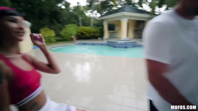 Sporty teen's pussy destroyed by a huge cock