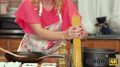 Helping MILF add a little spice to her cooking show