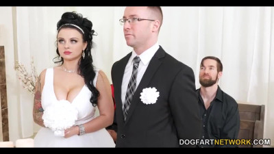 Busty bride fucks w Two BBCs in front of Cuckolding hubby