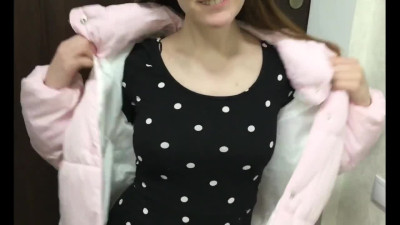 Horny brunette fucks on couch after intense blowjob in hall