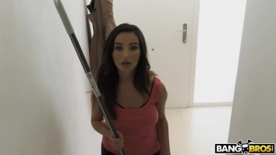 Maid with Big boob in sexy lingerie shows her BJ skills in POV