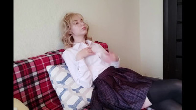 Nerd in glasses rides dildo and cums from vibrator