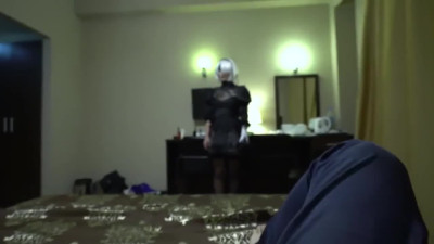 Blowjob cosplay with 2B Nier Automata