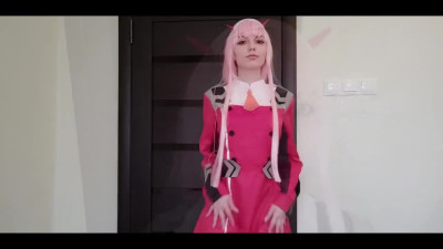 Zero Two cosplay Solo scene with Huge Anal Creampie