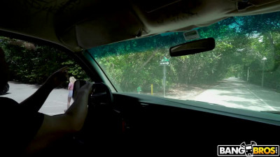 Silly blonde picked up with a stranger for fuck in a Bang Bus