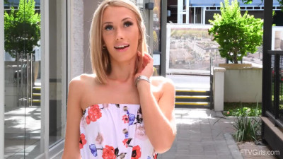Sexy blonde beauty Skye undresses outdoors