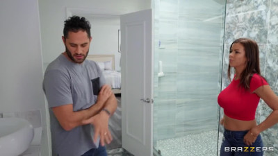 Lubricious milf fucks her sister's BF in the shower and gets facial